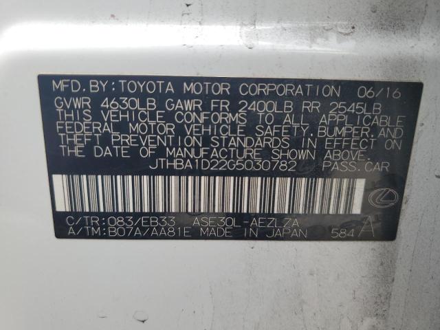 2016 LEXUS IS 200T JTHBA1D22G5030782