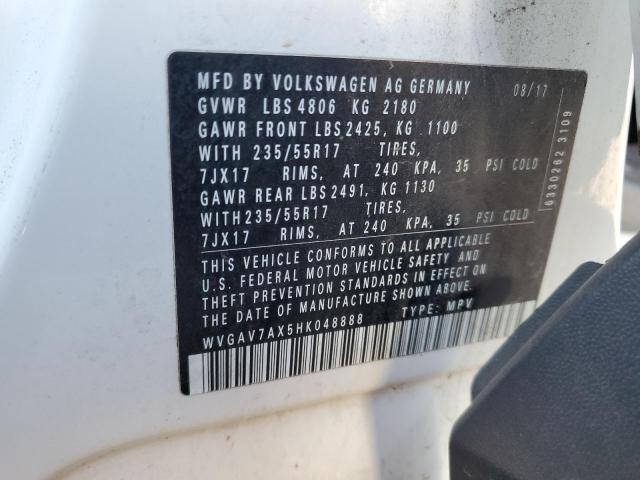 2017 VOLKSWAGEN TIGUAN S WVGAV7AX5HK048888