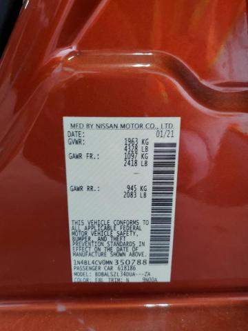 2021 NISSAN ALTIMA SR - 1N4BL4CV0MN350788