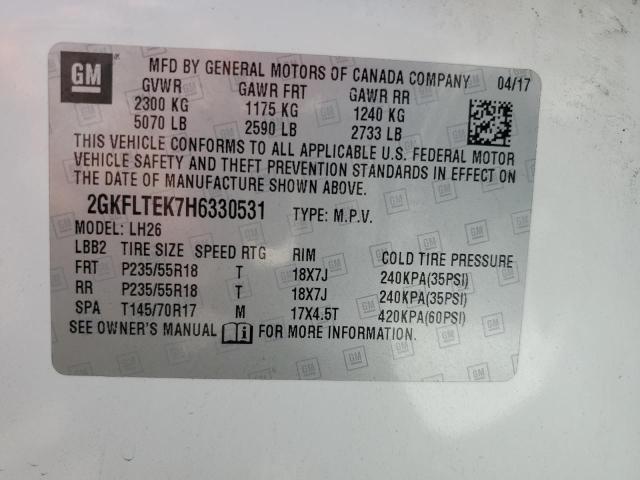 2017 GMC TERRAIN SL - 2GKFLTEK7H6330531