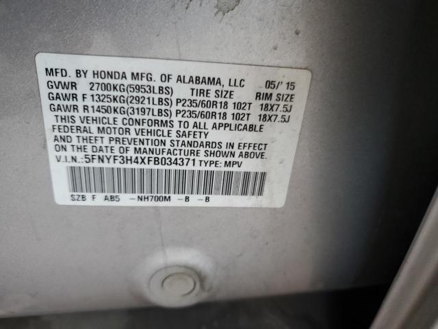 2015 HONDA PILOT EX 5FNYF3H4XFB034371