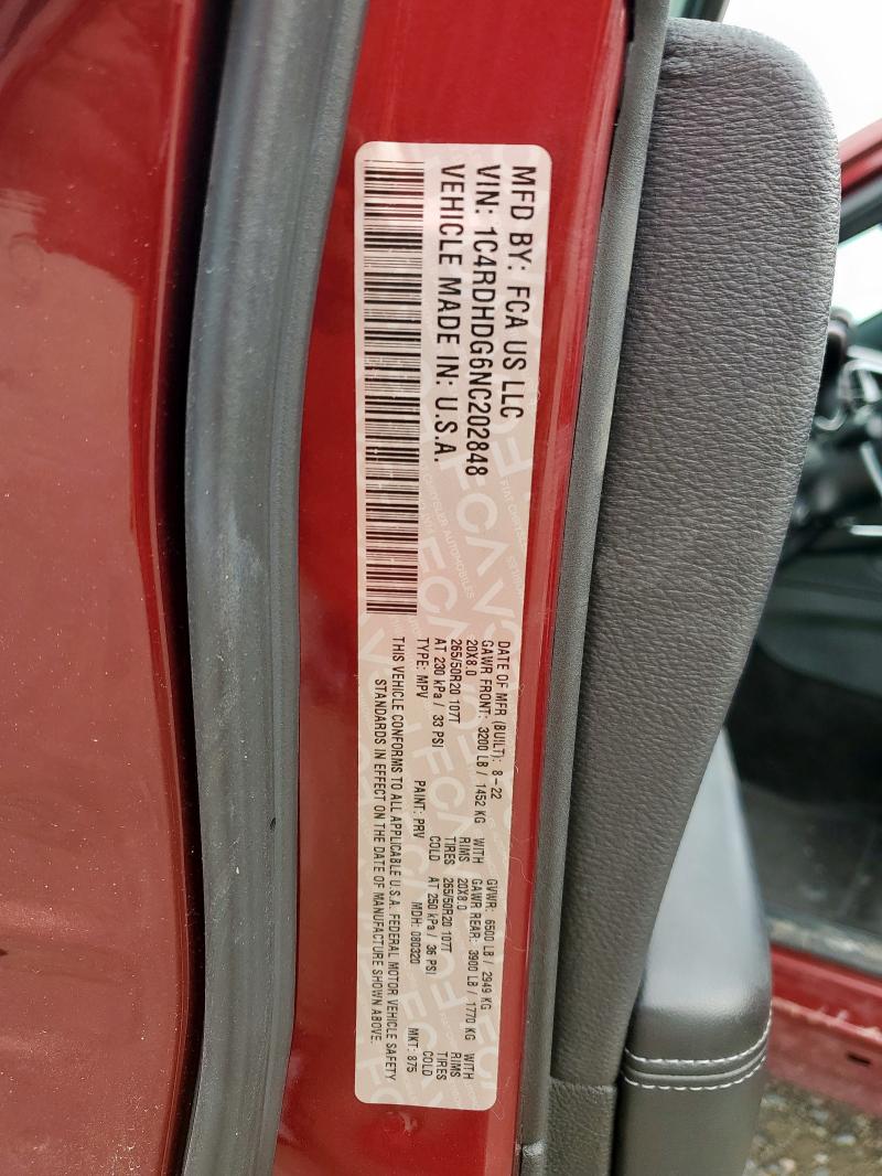 2022 DODGE DURANGO GT 1C4RDHDG6NC202848