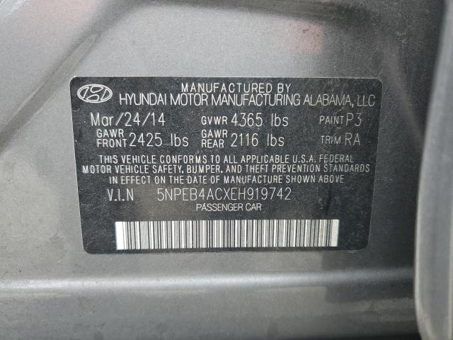 5NPEB4ACXEH919742 2014 HYUNDAI SONATA