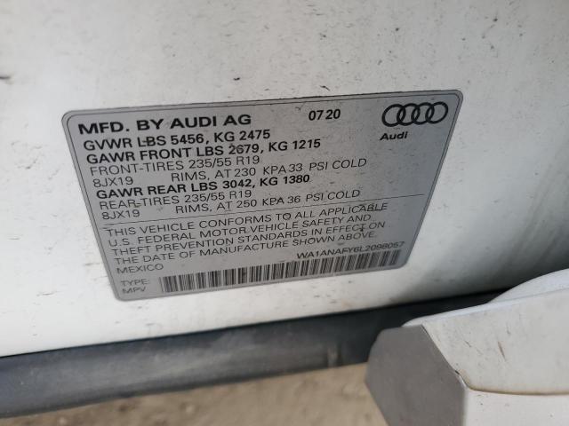 2020 AUDI Q5 PREMIUM WA1ANAFY6L2098057