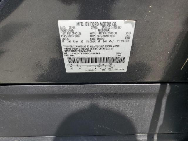 2016 FORD EXPLORER XLT 1FM5K7D86GGA08982