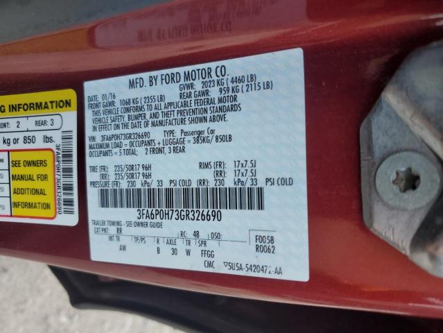 2016 FORD FUSION SE - 3FA6P0H73GR326690