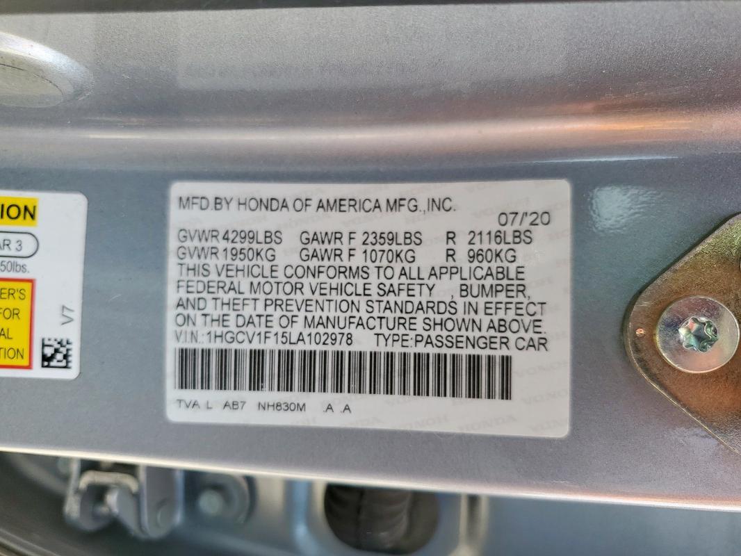 2020 HONDA ACCORD LX - 1HGCV1F15LA102978
