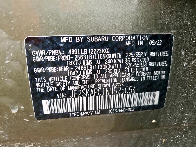 2022 SUBARU FORESTER L - JF2SKAPC1NH525054