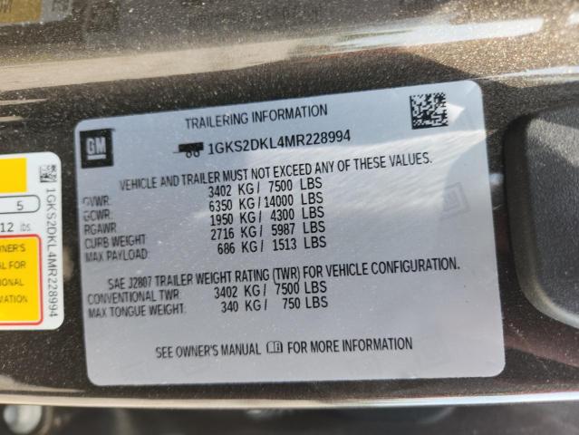 2021 GMC YUKON DENA 1GKS2DKL4MR228994