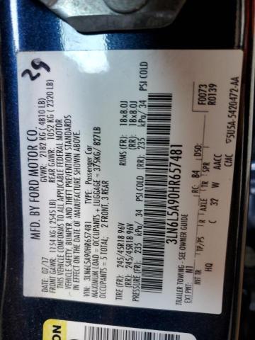 2017 LINCOLN MKZ PREMIE 3LN6L5A90HR657481