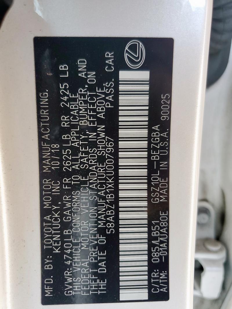 2019 LEXUS ES 350 58ABZ1B1XKU007967