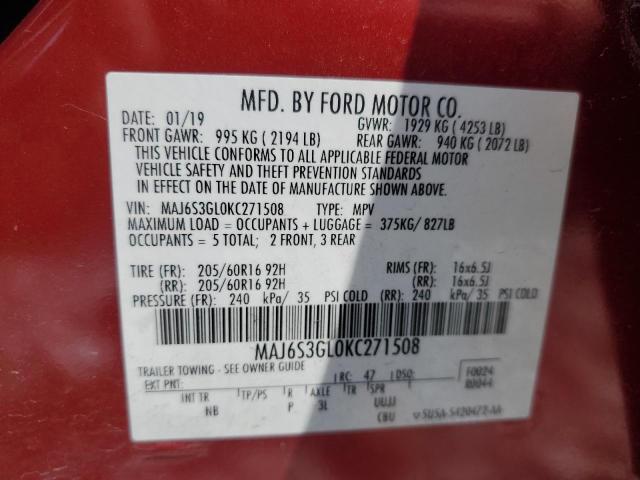 2019 FORD ECOSPORT S MAJ6S3GL0KC271508