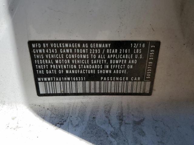 2017 VOLKSWAGEN GOLF R WVWWF7AU1HW166331