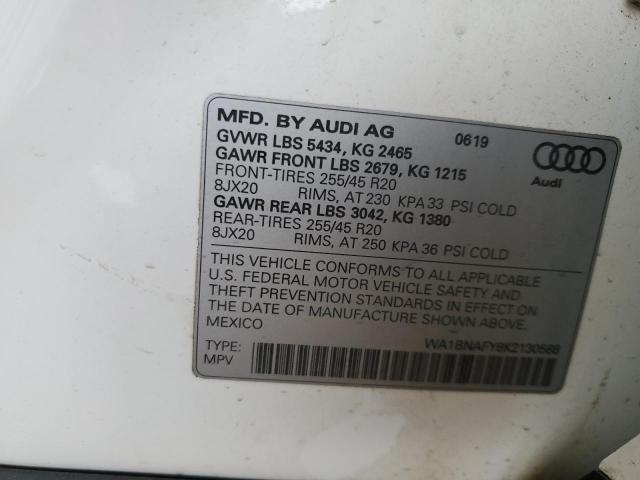 2019 AUDI Q5 PREMIUM WA1BNAFY8K2130588