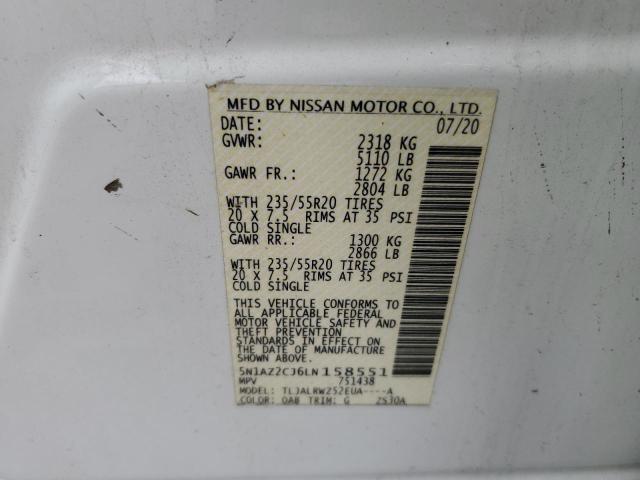 2020 NISSAN MURANO SL 5N1AZ2CJ6LN158551