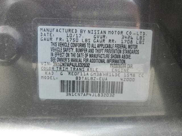 2018 NISSAN VERSA S 3N1CN7AP4JL832032