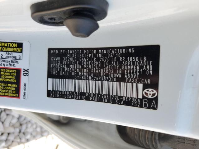 2016 TOYOTA COROLLA L 5YFBURHE2GP487350