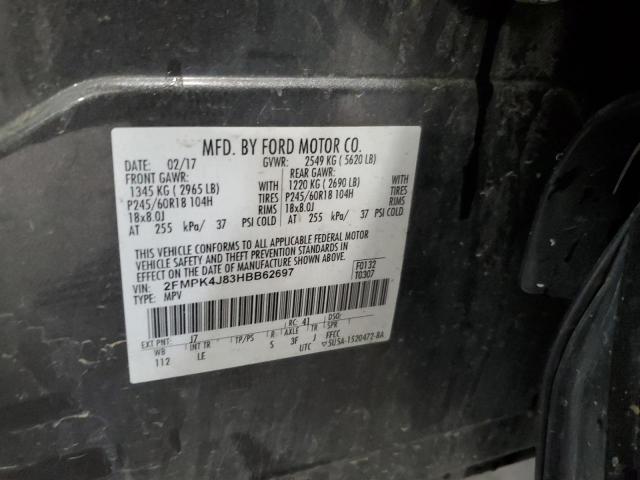 2017 FORD EDGE SEL 2FMPK4J83HBB62697