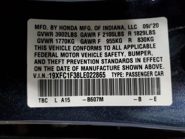 2020 HONDA CIVIC EX 19XFC1F38LE022865