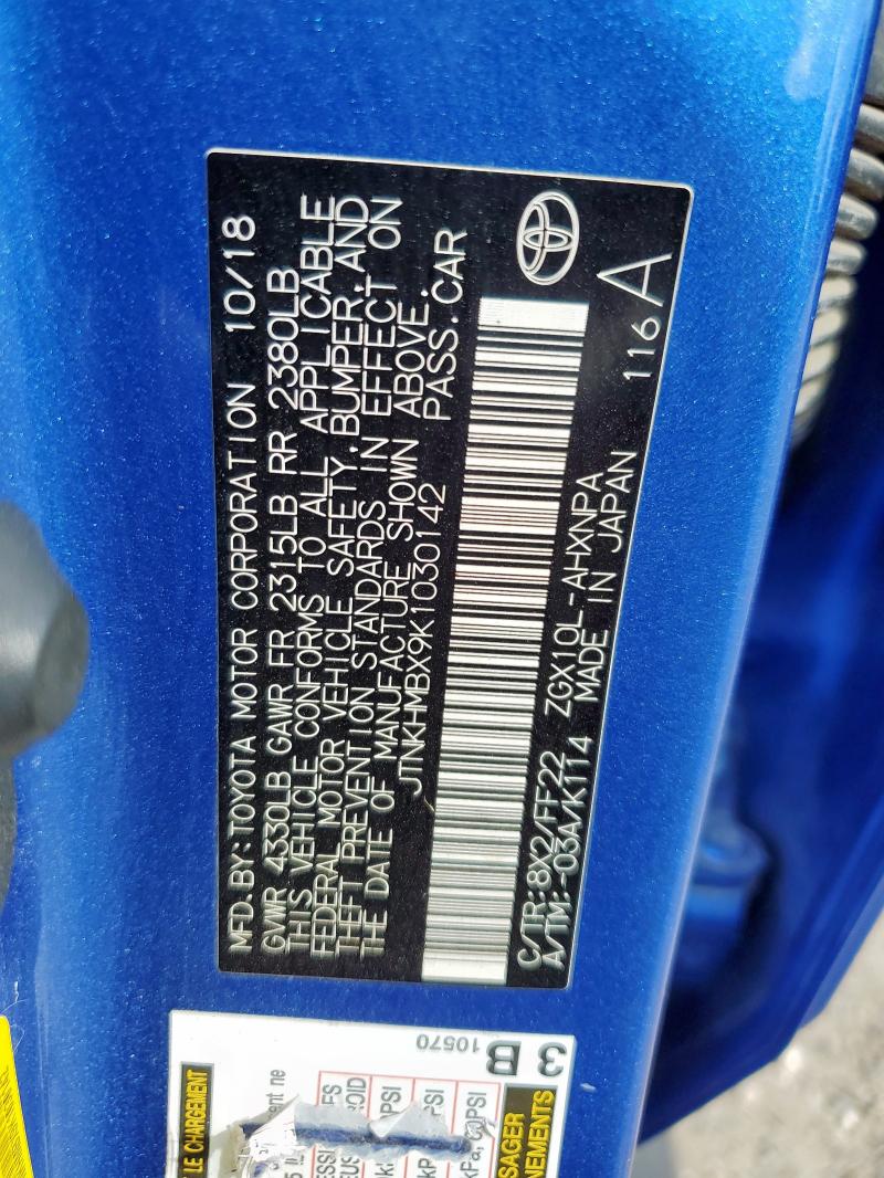 2019 TOYOTA C-HR XLE JTNKHMBX9K1030142