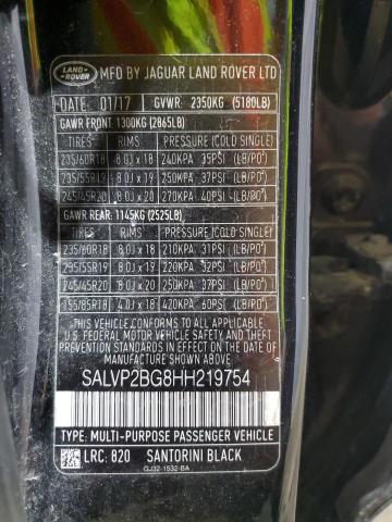 2017 LAND ROVER RANGE ROVE - SALVP2BG8HH219754