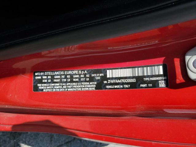 2024 FIAT 500 E RED ZFAFFAA47RX205553