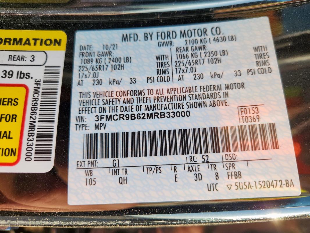 2021 FORD BRONCO SPO 3FMCR9B62MRB33000