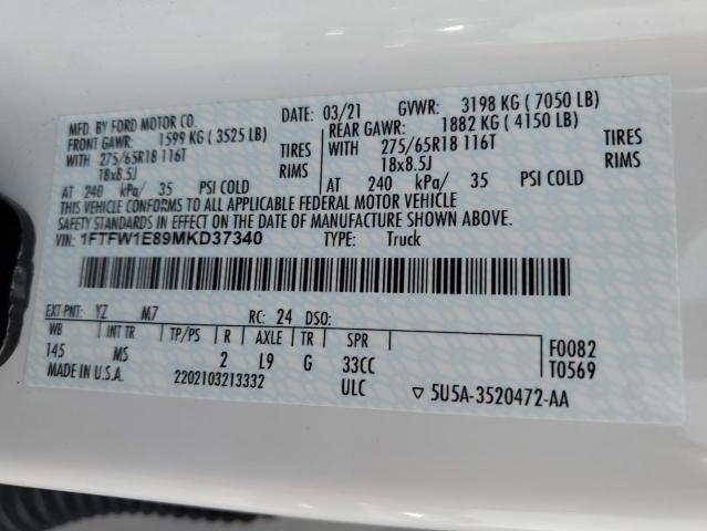 2021 FORD F150 SUPER - 1FTFW1E89MKD37340