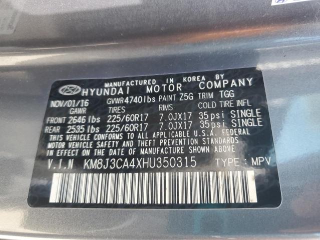 2017 HYUNDAI TUCSON LIM - KM8J3CA4XHU350315