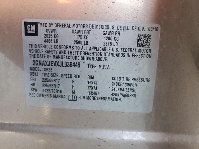 2018 CHEVROLET EQUINOX LT 3GNAXJEVXJL338446