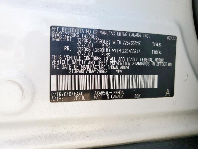 2022 TOYOTA RAV4 XLE - 2T3RWRFV1NW129963