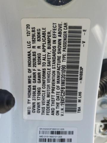 2021 HONDA CIVIC SPOR 19XFC2F81ME201090