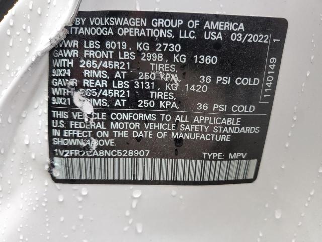 2022 VOLKSWAGEN ATLAS SEL 1V2FR2CA8NC528907