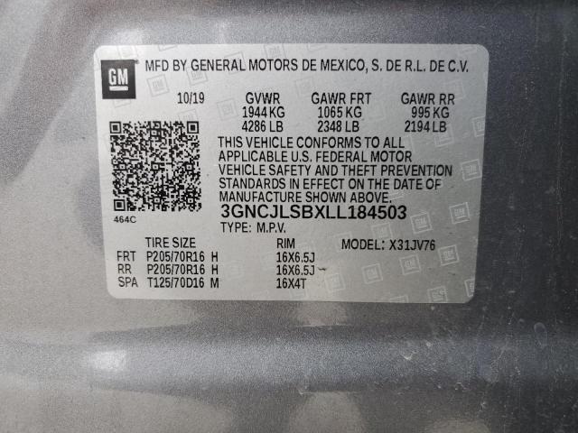 2020 CHEVROLET TRAX 1LT 3GNCJLSBXLL184503