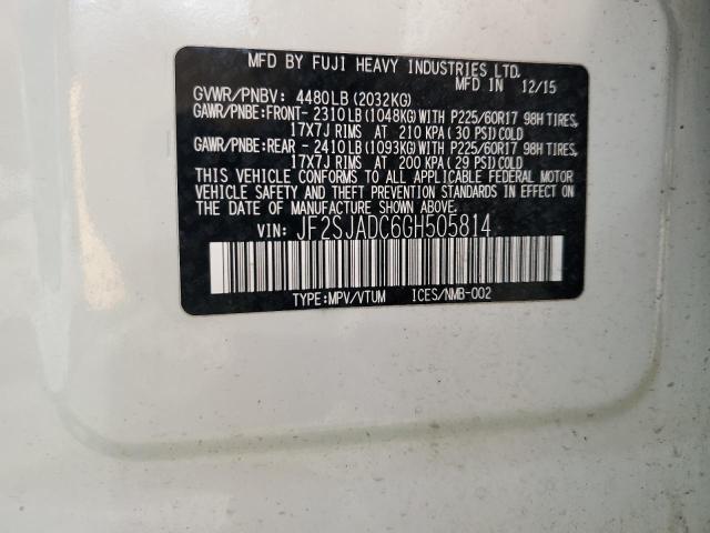 2016 SUBARU FORESTER 2 JF2SJADC6GH505814