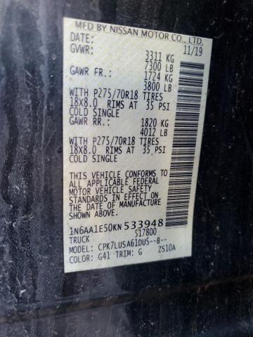 2019 NISSAN TITAN SV 1N6AA1E50KN533948