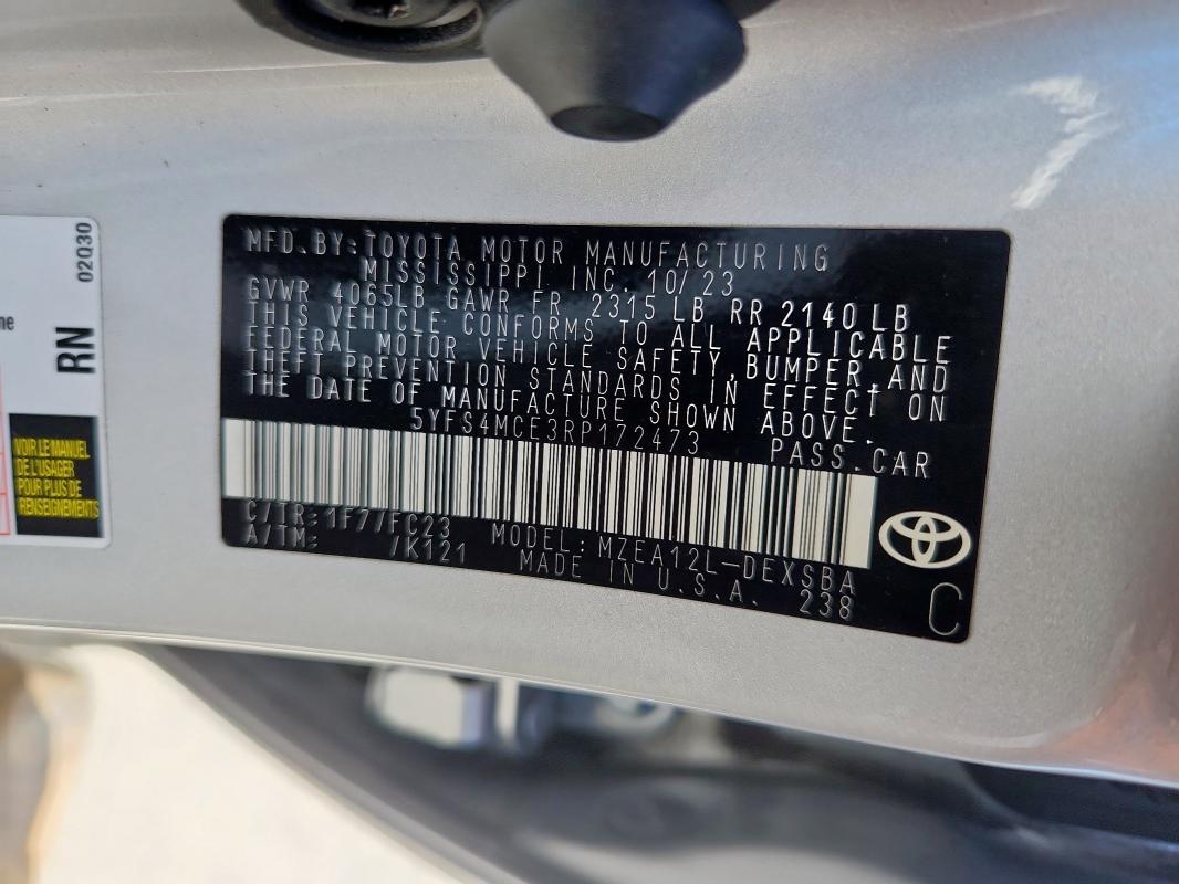 2024 TOYOTA COROLLA SE - 5YFS4MCE3RP172473