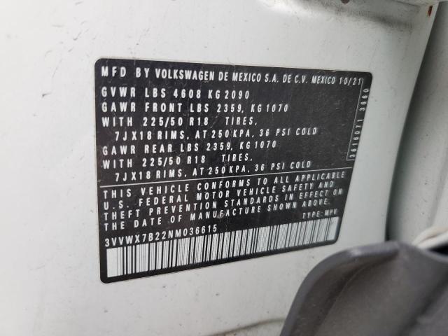 2022 VOLKSWAGEN TAOS SE 3VVWX7B22NM036615