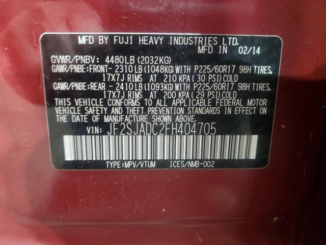 2015 SUBARU FORESTER 2 JF2SJADC2FH404705