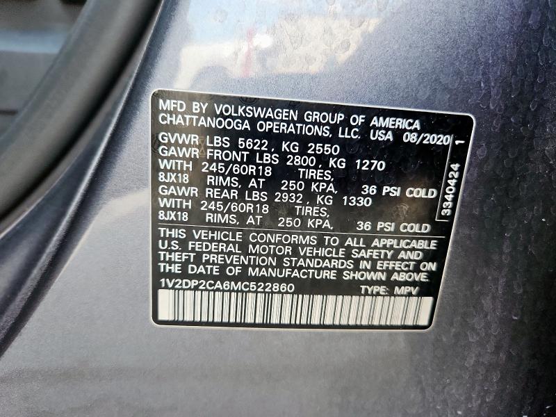 2021 VOLKSWAGEN ATLAS SE - 1V2DP2CA6MC522860