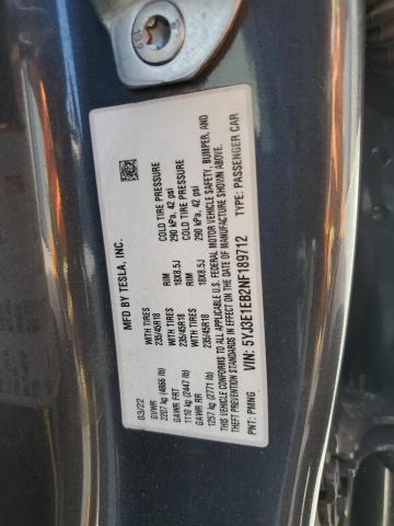 2022 TESLA MODEL 3 5YJ3E1EB2NF189712