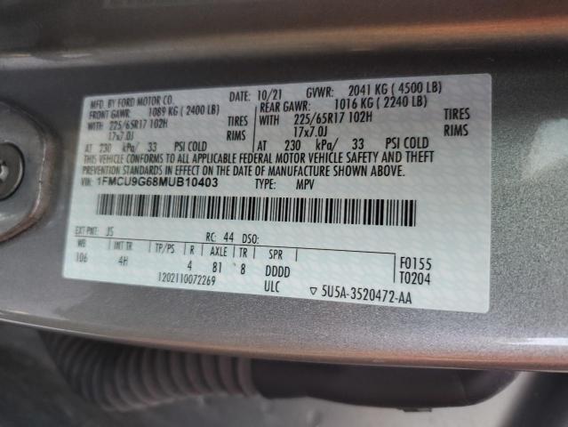 2021 FORD ESCAPE SE - 1FMCU9G68MUB10403