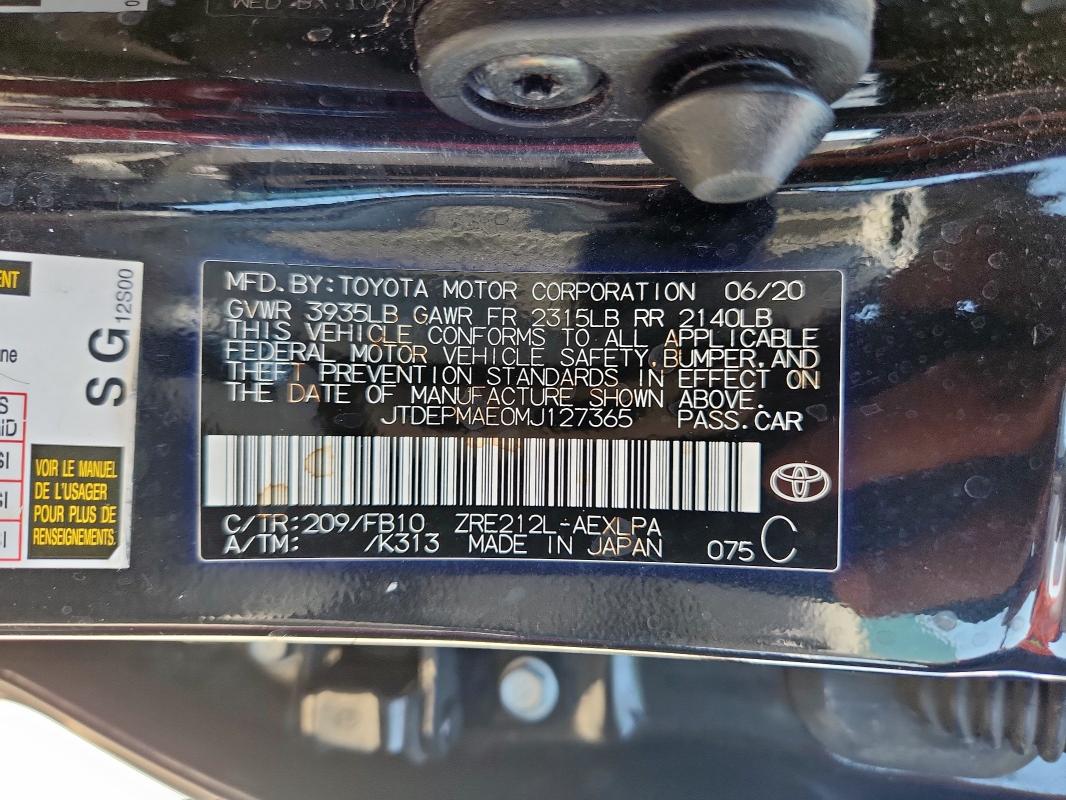 2021 TOYOTA COROLLA LE JTDEPMAE0MJ127365