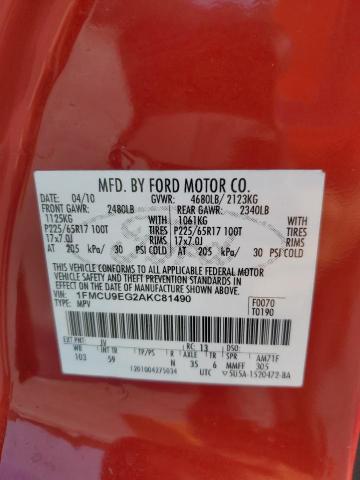 2010 FORD ESCAPE LIMITED - 1FMCU9EG2AKC81490