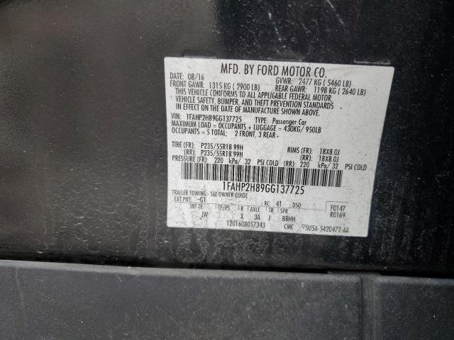 2016 FORD TAURUS SEL 1FAHP2H89GG137725
