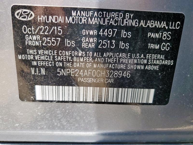 2016 HYUNDAI SONATA SE 5NPE24AF0GH328946