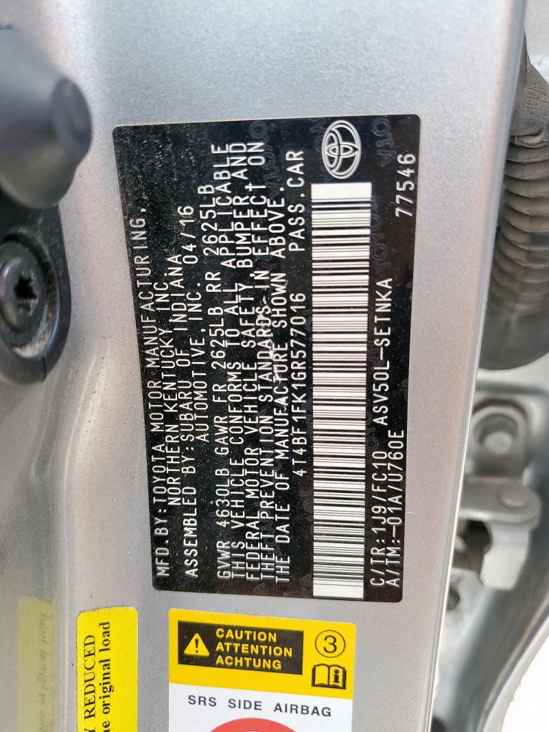 2016 TOYOTA CAMRY LE - 4T4BF1FK1GR577016