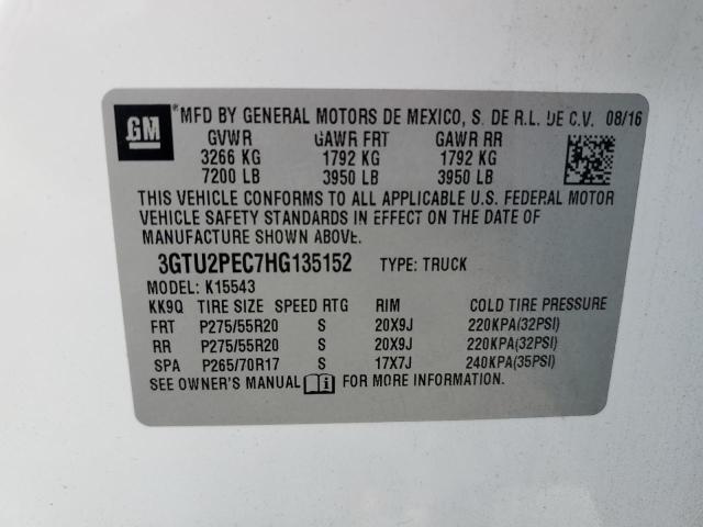 2017 GMC SIERRA K15 3GTU2PEC7HG135152