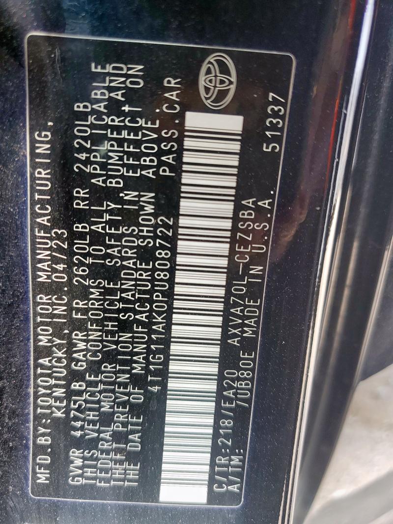 2023 TOYOTA CAMRY SE N 4T1G11AK0PU808722