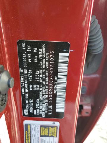 5XXGR4A6XCG071076 2012 KIA OPTIMA